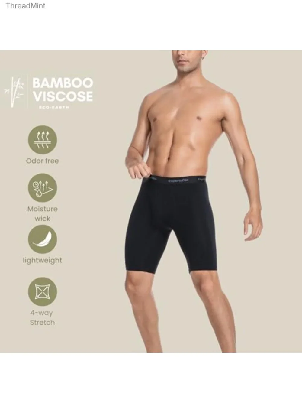 Viscose Bamboo Long Leg Boxer Briefs 9 In Performance Underwear Anti Chafing